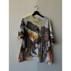 Vintage‎ Bald Eagle Shirt Mens Large All Over Graphic Nature Mountain 90s Tee